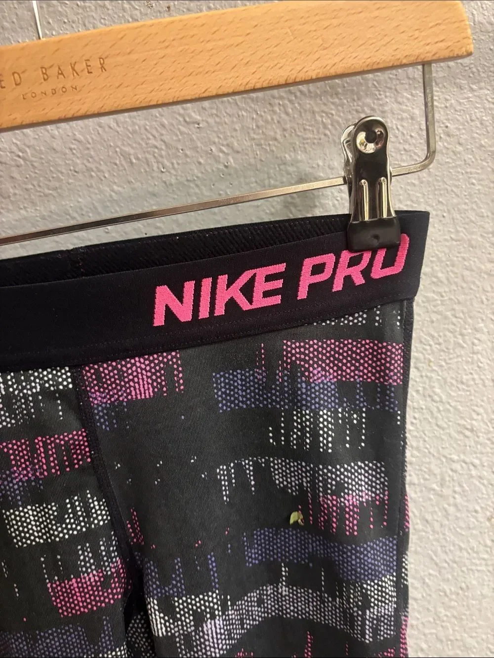 Nike Black Capri Leggings with Pink & Purple Accent Print